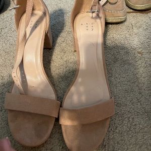 Nude wide block heels